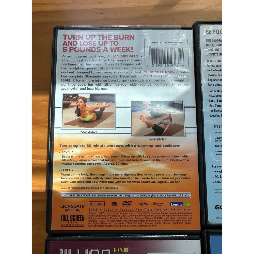 Lot of 4 Workout Videos Yoga, Workout Jillian Michael's Batiste Yoga Weights - Picture 7 of 9